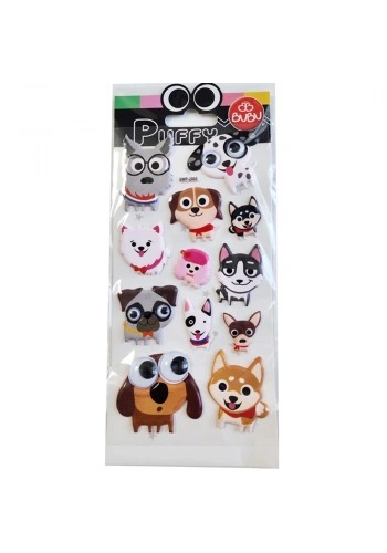 Bu-Bu Puffy Stıckers Oynar Gözlü Köpekler 9x21 BUBU-SWP-2005