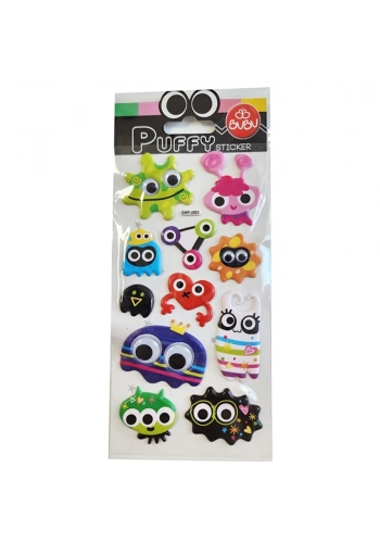Bu-Bu Puffy Stıckers Oynar Gözlü Monsters 9x21 (S) BUBU-SWP-2003