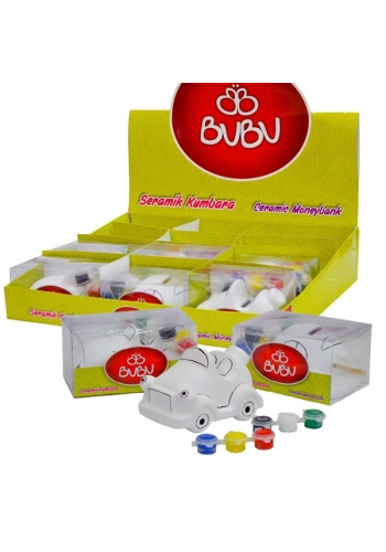 Bu-Bu Seramik Kumbara Boyama Standı Arabalar 12 Lİ BUBU-SBS002