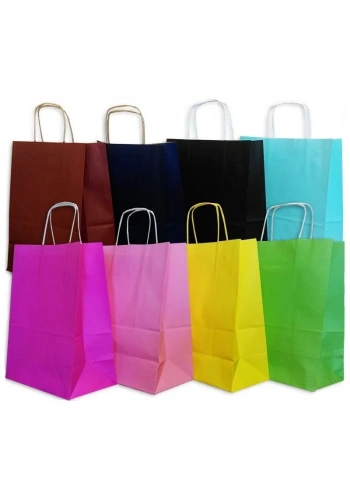 Büküm Saplı Kağıt Çanta Renkli 32x40x12 cm ( 100 Adet )