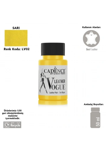 Cadence Leather Vogue Deri Boyasi 50ml LV-02 Sarı