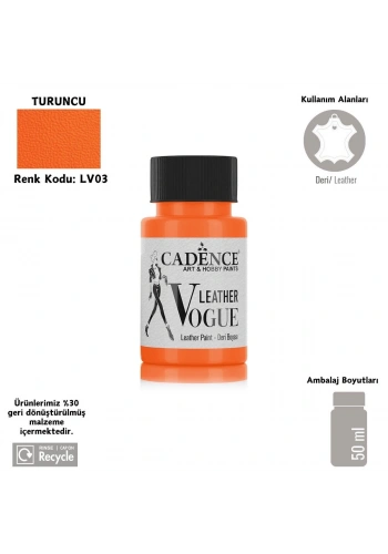 Cadence Leather Vogue Deri Boyasi 50ml LV-03 Turuncu