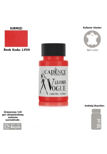 Cadence Leather Vogue Deri Boyasi 50ml LV-04 Kırmızı