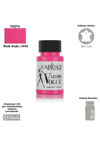 Cadence Leather Vogue Deri Boyasi 50ml LV-06 Fuşya
