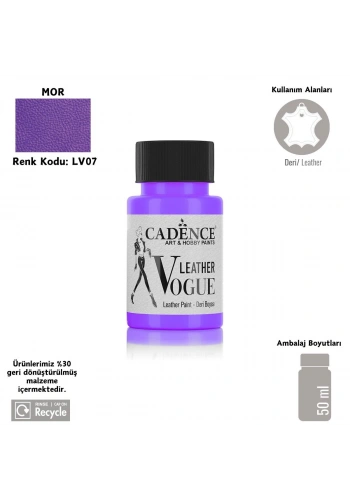 Cadence Leather Vogue Deri Boyasi 50ml LV-07 Mor