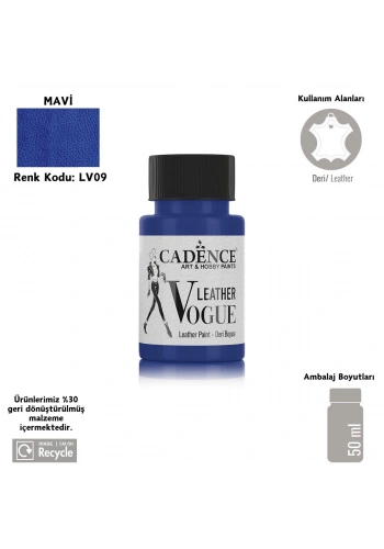 Cadence Leather Vogue Deri Boyasi 50ml LV-09 Mavi