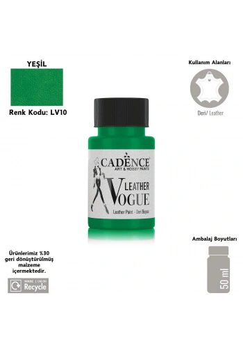 Cadence Leather Vogue Deri Boyasi 50ml LV-10 Yeşil