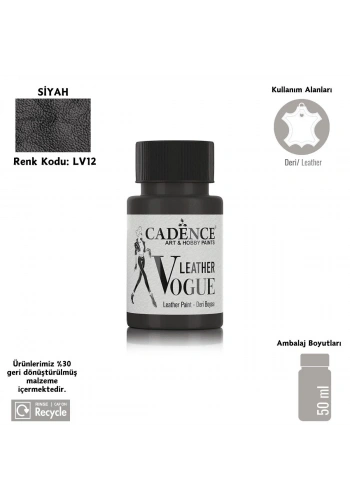 Cadence Leather Vogue Deri Boyasi 50ml LV-12 Siyah