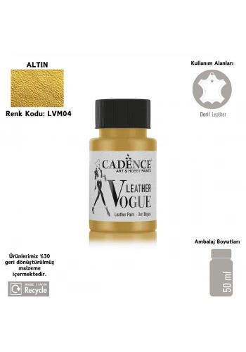 Cadence Leather Vogue Deri Boyasi Metalik 50ml LVM-04 Altın