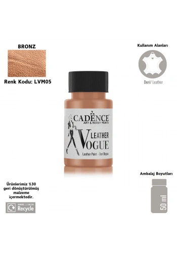 Cadence Leather Vogue Deri Boyasi Metalik 50ml LVM-05 Bronz