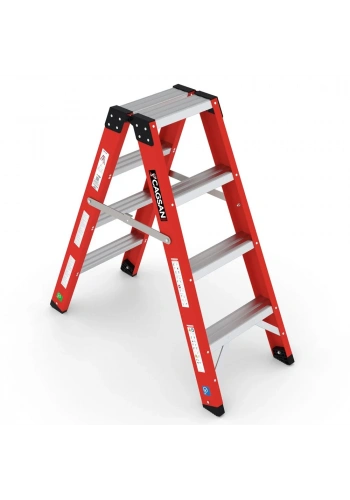 Çağsan A Tipi Çift Tarafı Geniş Fiberglas Merdiven (V6) 4 Basamaklı - BFC4