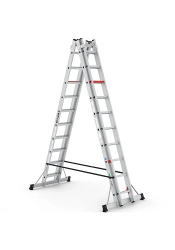 Çağsan A Tipi Çift Taraflı Sürgülü Alüminyum Merdiven 2x10 Basamaklı - TA003