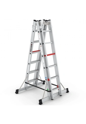 Çağsan A Tipi Çift Taraflı Sürgülü Alüminyum Merdiven 2x6 Basamaklı - TA002