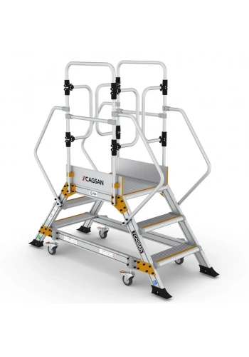 Çağsan Çift Çıkışlı Endüstriyel Alüminyum Platform 2+1 Basamaklı - EPC2