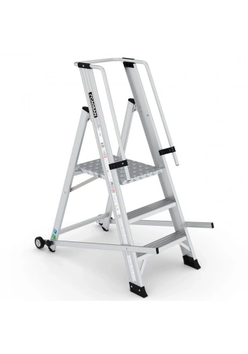 Çağsan Tekerlekli Profesyonel Alüminyum Katlanır Platformlu Merdiven 2+1 Basamaklı - VE2