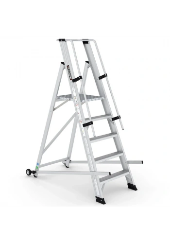 Çağsan Tekerlekli Profesyonel Alüminyum Katlanır Platformlu Merdiven 4+1 Basamaklı - VE4