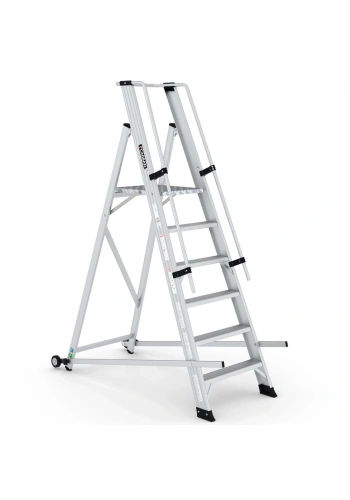 Çağsan Tekerlekli Profesyonel Alüminyum Katlanır Platformlu Merdiven 7+1 Basamaklı - VE7