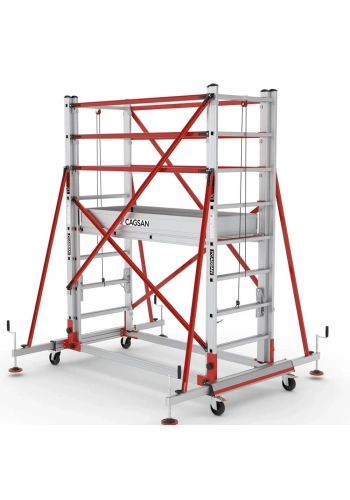 Çağsan Telesafe XL Premium İki Parçalı Alüminyum İskele 2x8 Basamaklı - S004_XLN_PR