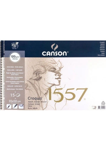 Canson 1557 Eskiz Çizim Defteri 35x50cm 120gr 15yp Spiralli