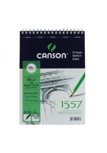 Canson 1557 Eskiz Çizim Defteri A5 120gr 40yp Spiralli
