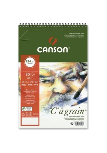 Canson C à grain Spiralli Çizim Blok A4+ 224gr 30yp
