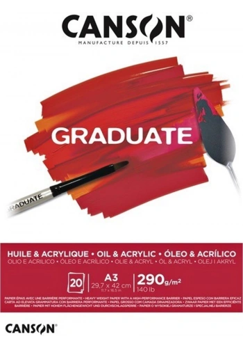 Canson Graduate Huile Acrylique Defter A3 290gr 20yp
