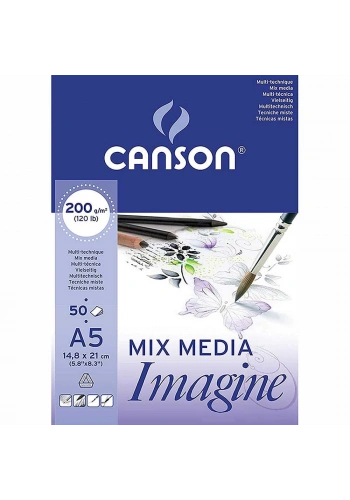 Canson Mix Media Imagine Çok Amaçlı Eskiz Çizim Defteri Blok 200 gr. A5 50 yaprak
