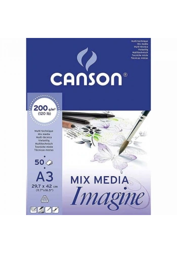 Canson Mix Media Imagine Çok Amaçlı Eskiz Çizim Defteri Blok 200 gr. A3 50 yaprak