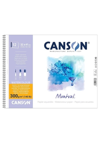 Canson Montval Aquarelle Sulu Boya Çizim Defteri 32x41cm 300gr 12yp Spiralli