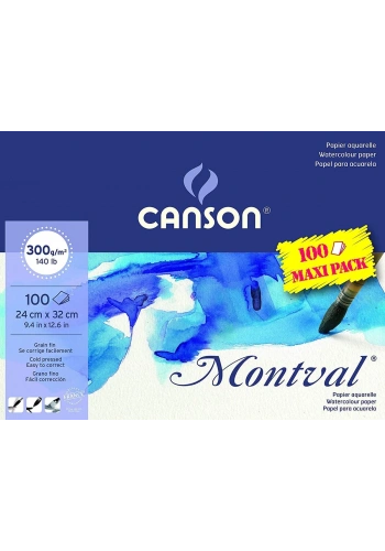 Canson Montval Maxi Pack Sulu Boya Defteri Blok 300 gr. 24x32 cm. 100 yaprak