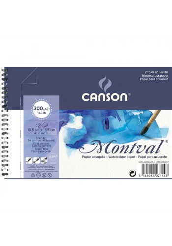 Canson Montval Spiralli Sulu Boya Defteri Blok 300 gr. A6 12 yaprak