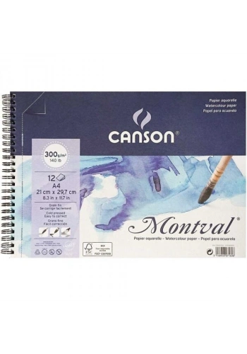 Canson Montval Spiralli Sulu Boya Defteri Blok 300 gr. A4 12 yaprak