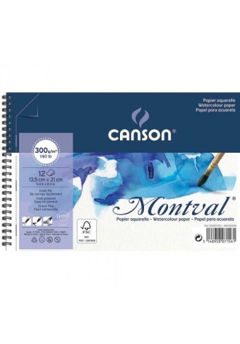 Canson Montval Spiralli Sulu Boya Defteri Blok 300 gr. A5 12 yaprak
