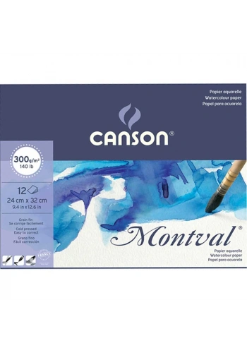 Canson Montval Sulu Boya Defteri Blok 300 gr. 24x32 cm. 12 yaprak