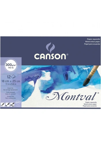 Canson Montval Sulu Boya Defteri Blok 300 gr. 18x25 cm. 12 yaprak