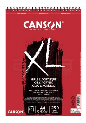 Canson XL Spiralli Yağlı Boya ve Akrilik Boya Defteri 290 gr. A4 30 yaprak