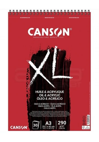 Canson XL Spiralli Yağlı Boya ve Akrilik Boya Defteri 290 gr. A3 30 yaprak