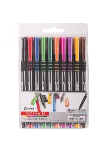 Caretta Softliner Keçeli Kalem 0.4 MM Karışık Renk 10 LU CS-55
