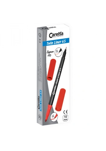 Caretta Twinliner Çift Uçlu Keçeli Kalem 0.4 MM-1.0 MM Pembe 10 LU 65/09