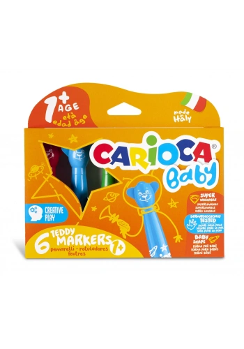 Carioca Baby Teddy Jumbo Yıkanabilir Keçeli Boya Kalemi 6 Renk 1+ Yaş