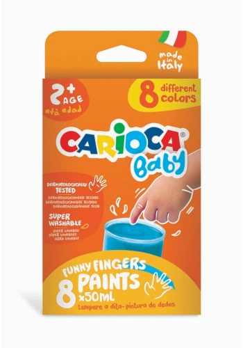 Carioca Baby Yıkanabilir Parmak Boyası 8 Renk x 50 ml. 2+ Yaş