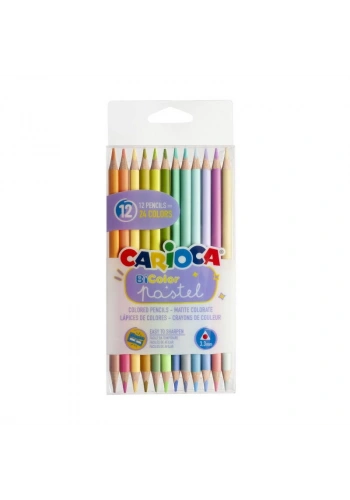 Carioca Bicolor Pastel Renk Kuru Boya Kalemi 12li (24 Renk)