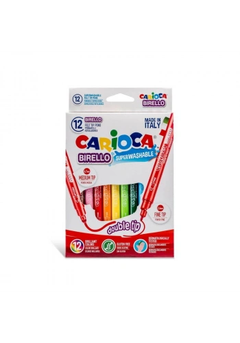 Carioca Birello Jumbo+Standart Çift Uçlu Yıkanabilir Keçeli Boya 12 Renk
