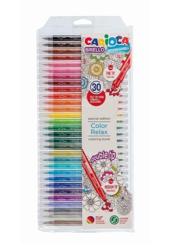 Carioca Birello Jumbo+Standart Çift Uçlu Yıkanabilir Keçeli Boya 30 Renk