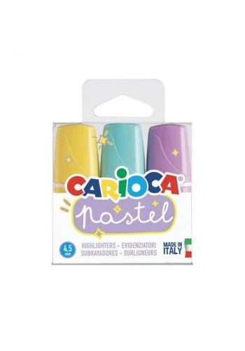 Carioca Fosforlu Mini İşaretleme Kalemi Seti 3 Renk Pastel Renkler