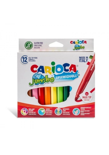 Carioca Jumbo Süper Yıkanabilir Kalın Keçeli Boya 12 Renk