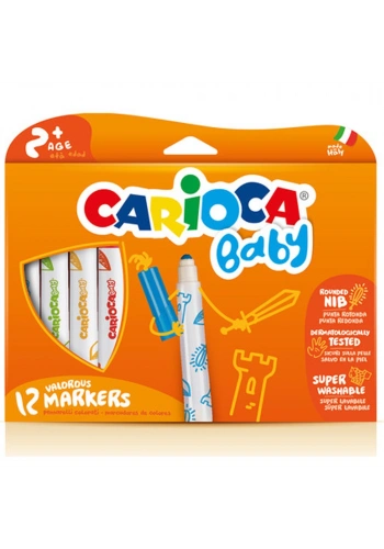 Carioca Keçeli Boya Kalemi Jumbo Bebek Süper Yıkanabilir 12 Li 42814