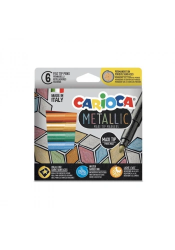 Carioca Metalik Jumbo Keçeli Kalem 6 Renk Maxi Tip