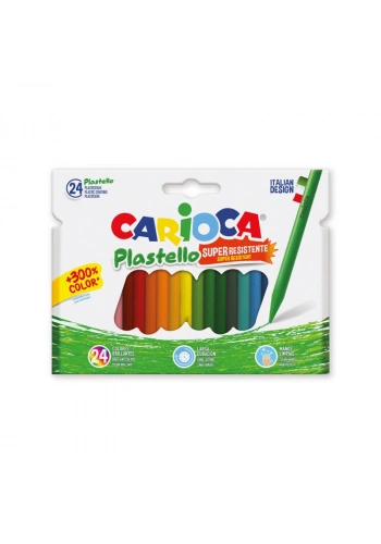 Carioca Plastello Jumbo Üçgen Elleri Kirletmeyen Yıkanabilir Mum Boya 24 Renk