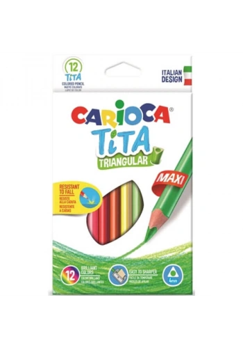 Carioca Tita Maxi Jumbo Üçgen Kuru Boya 12 Renk Karton Kutu (42791)
